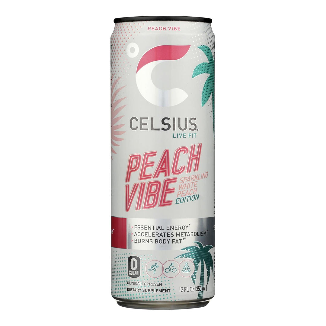 Celsius - Drink Sparkling Peach Vibe - Case Of 12 - 12 Fz - Maras Green